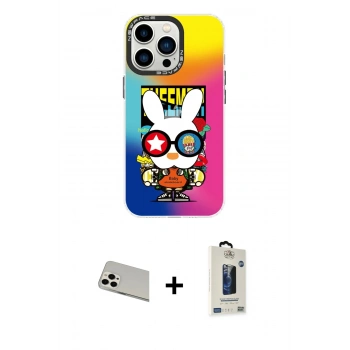 MARSİLYAN™- iPhone 13 Pro Max Kılıf Siluet Çizgi Koleksiyonu - Siyah Bilvis Hayalet Cam Ekran Koruyucu + Rainbow Kamera Lens Koruma Cam - BZ