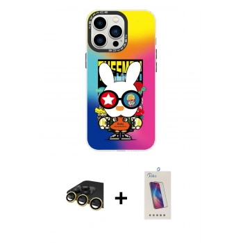 MARSİLYAN™- iPhone 13 Pro Max Kılıf Siluet Çizgi Koleksiyonu - Siyah Joko 5D Cam + Raze Metal Kamera Lens - GD