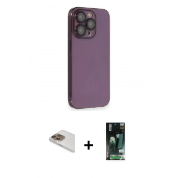 MARSİLYAN™- iPhone 13 Pro Max Kılıf Siluet Minimal Özel Seri - Şeffaf 360 Full Body Arka Koruyucu + Pers Alüminyum Kamera Lens - GD