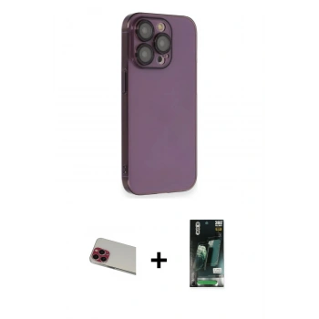 MARSİLYAN™- iPhone 13 Pro Max Kılıf Siluet Minimal Özel Seri - Şeffaf 360 Full Body Arka Koruyucu + Rainbow Kamera Lens Koruma Cam - KI
