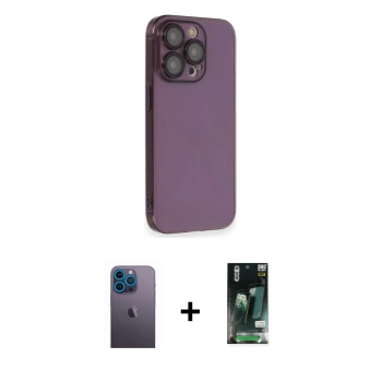 MARSİLYAN™- iPhone 13 Pro Max Kılıf Siluet Minimal Özel Seri - Şeffaf 360 Full Body Arka Koruyucu + Neon Fosforlu Kamera Lens - MI