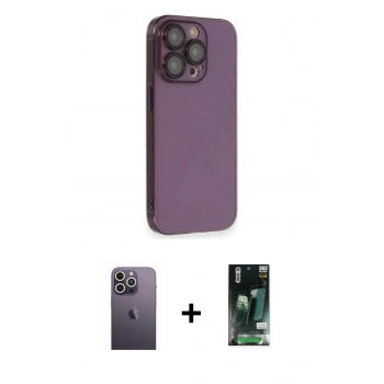 MARSİLYAN™- iPhone 13 Pro Max Kılıf Siluet Minimal Özel Seri - Şeffaf 360 Full Body Arka Koruyucu + Neon Fosforlu Kamera Lens - BZ