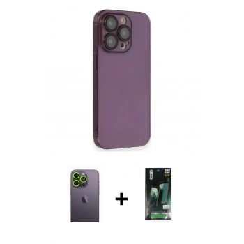 MARSİLYAN™- iPhone 13 Pro Max Kılıf Siluet Minimal Özel Seri - Şeffaf 360 Full Body Arka Koruyucu + Neon Fosforlu Kamera Lens - YL