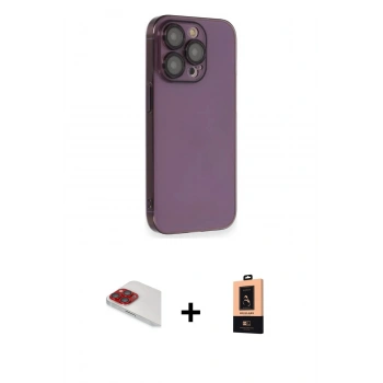 MARSİLYAN™- iPhone 13 Pro Max Kılıf Siluet Minimal Özel Seri - Şeffaf Maxco Cam Ekran Koruyucu + Pers Alüminyum Kamera Lens - KI