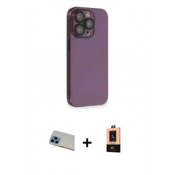 MARSİLYAN™- iPhone 13 Pro Max Kılıf Siluet Minimal Özel Seri - Şeffaf Maxco Cam Ekran Koruyucu + Rainbow Kamera Lens Koruma Cam - MI