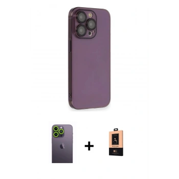 MARSİLYAN™- iPhone 13 Pro Max Kılıf Siluet Minimal Özel Seri - Şeffaf Maxco Cam Ekran Koruyucu + Neon Fosforlu Kamera Lens - YL