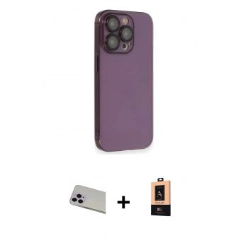 MARSİLYAN™- iPhone 13 Pro Max Kılıf Siluet Minimal Özel Seri - Şeffaf Maxco Cam Ekran Koruyucu + Rainbow Kamera Lens Koruma Cam - MR