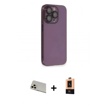 MARSİLYAN™- iPhone 13 Pro Max Kılıf Siluet Minimal Özel Seri - Şeffaf Maxco Cam Ekran Koruyucu + Rainbow Kamera Lens Koruma Cam - REGD
