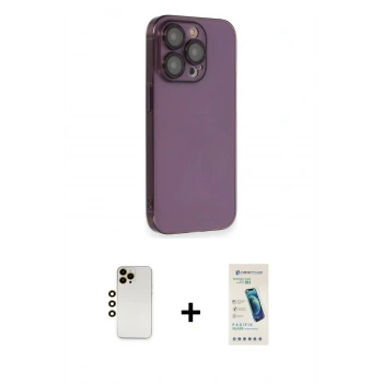 MARSİLYAN™- iPhone 13 Pro Max Kılıf Siluet Minimal Özel Seri - Şeffaf Pasifik Cam Ekran Koruyucu + Shine Kamera Lens - GD