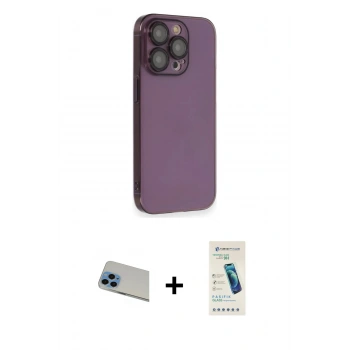MARSİLYAN™- iPhone 13 Pro Max Kılıf Siluet Minimal Özel Seri - Şeffaf Pasifik Cam Ekran Koruyucu + Rainbow Kamera Lens Koruma Cam - MI