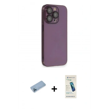 MARSİLYAN™- iPhone 13 Pro Max Kılıf Siluet Minimal Özel Seri - Şeffaf Pasifik Cam Ekran Koruyucu + Shine Kamera Lens Koruma Cam - MI