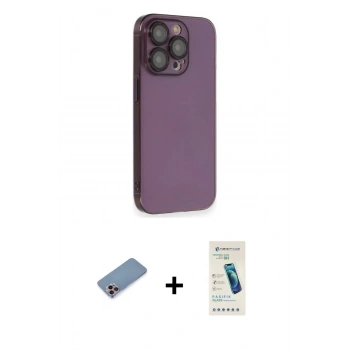 MARSİLYAN™- iPhone 13 Pro Max Kılıf Siluet Minimal Özel Seri - Şeffaf Pasifik Cam Ekran Koruyucu + Shine Kamera Lens Koruma Cam - PE