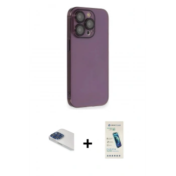 MARSİLYAN™- iPhone 13 Pro Max Kılıf Siluet Minimal Özel Seri - Şeffaf Pasifik Cam Ekran Koruyucu + Pers Alüminyum Kamera Lens - LT