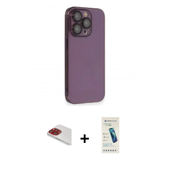 MARSİLYAN™- iPhone 13 Pro Max Kılıf Siluet Minimal Özel Seri - Şeffaf Pasifik Cam Ekran Koruyucu + Pers Alüminyum Kamera Lens - KI