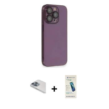 MARSİLYAN™- iPhone 13 Pro Max Kılıf Siluet Minimal Özel Seri - Şeffaf Pasifik Cam Ekran Koruyucu + Pers Alüminyum Kamera Lens - SABE