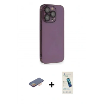 MARSİLYAN™- iPhone 13 Pro Max Kılıf Siluet Minimal Özel Seri - Şeffaf Pasifik Cam Ekran Koruyucu + Renkli Kamera Lens Koruma Cam - TU