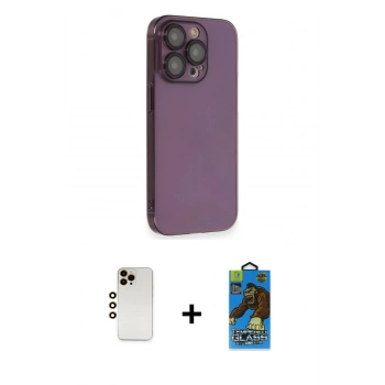 MARSİLYAN™- iPhone 13 Pro Max Kılıf Siluet Minimal Özel Seri - Siyah 18D Cam Ekran Koruyucu + Shine Kamera Lens - GD