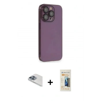MARSİLYAN™- iPhone 13 Pro Max Kılıf Siluet Minimal Özel Seri - Siyah 6D Mat Seramik Hayalet Nano Ekran Koruyucu + Pers Alüminyum Kamera Lens - SABE