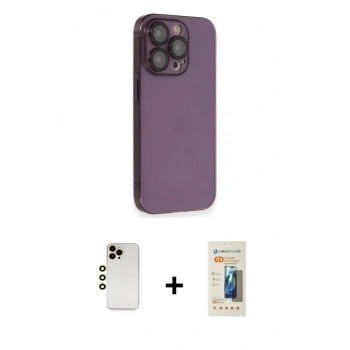 MARSİLYAN™- iPhone 13 Pro Max Kılıf Siluet Minimal Özel Seri - Siyah 6D Mat Seramik Hayalet Nano Ekran Koruyucu + Shine Kamera Lens - GD