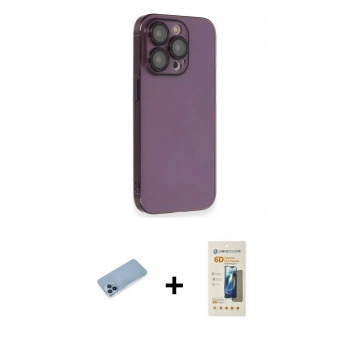 MARSİLYAN™- iPhone 13 Pro Max Kılıf Siluet Minimal Özel Seri - Siyah 6D Mat Seramik Hayalet Nano Ekran Koruyucu + Shine Kamera Lens Koruma Cam - MI