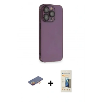 MARSİLYAN™- iPhone 13 Pro Max Kılıf Siluet Minimal Özel Seri - Siyah 6D Mat Seramik Hayalet Nano Ekran Koruyucu + Renkli Kamera Lens Koruma Cam - TU