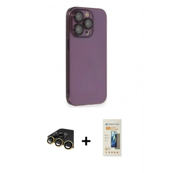 MARSİLYAN™- iPhone 13 Pro Max Kılıf Siluet Minimal Özel Seri - Siyah 6D Mat Seramik Hayalet Nano Ekran Koruyucu + Raze Metal Kamera Lens - GD