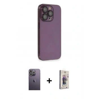 MARSİLYAN™- iPhone 13 Pro Max Kılıf Siluet Minimal Özel Seri - Siyah Bilvis 3D Cam Ekran Koruyucu + Neon Fosforlu Kamera Lens - BZ
