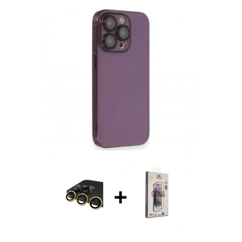 MARSİLYAN™- iPhone 13 Pro Max Kılıf Siluet Minimal Özel Seri - Siyah Bilvis 3D Cam Ekran Koruyucu + Raze Metal Kamera Lens - GD