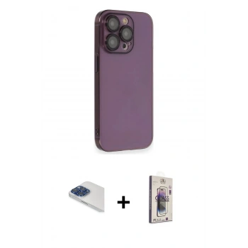 MARSİLYAN™- iPhone 13 Pro Max Kılıf Siluet Minimal Özel Seri - Siyah Bilvis 3D Cam Ekran Koruyucu + Pers Alüminyum Kamera Lens - LT