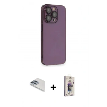 MARSİLYAN™- iPhone 13 Pro Max Kılıf Siluet Minimal Özel Seri - Siyah Bilvis 3D Cam Ekran Koruyucu + Pers Alüminyum Kamera Lens - SABE