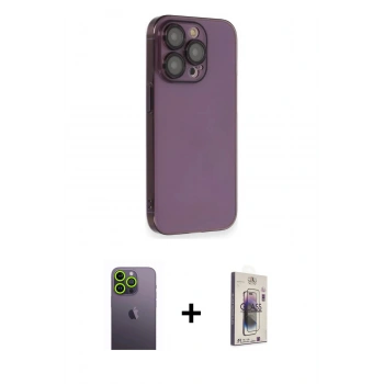 MARSİLYAN™- iPhone 13 Pro Max Kılıf Siluet Minimal Özel Seri - Siyah Bilvis 3D Cam Ekran Koruyucu + Neon Fosforlu Kamera Lens - YL