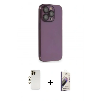 MARSİLYAN™- iPhone 13 Pro Max Kılıf Siluet Minimal Özel Seri - Siyah Bilvis 3D Mat Cam Ekran Koruyucu + Shine Kamera Lens - GD