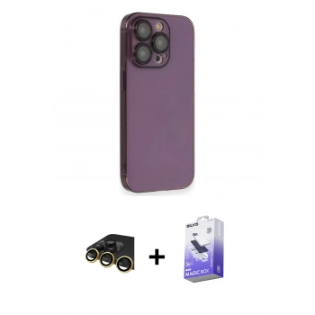 MARSİLYAN™- iPhone 13 Pro Max Kılıf Siluet Minimal Özel Seri - Siyah Bilvis 5in1 5D Magic Hayalet Cam Ekran Koruyucu + Raze Metal Kamera Lens - GD