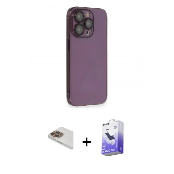 MARSİLYAN™- iPhone 13 Pro Max Kılıf Siluet Minimal Özel Seri - Siyah Bilvis 5in1 5D Magic Hayalet Cam Ekran Koruyucu + Pers Alüminyum Kamera Lens - GD
