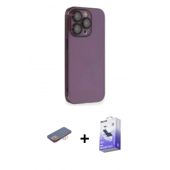 MARSİLYAN™- iPhone 13 Pro Max Kılıf Siluet Minimal Özel Seri - Siyah Bilvis 5in1 5D Magic Hayalet Cam Ekran Koruyucu + Renkli Kamera Lens Koruma Cam - TU