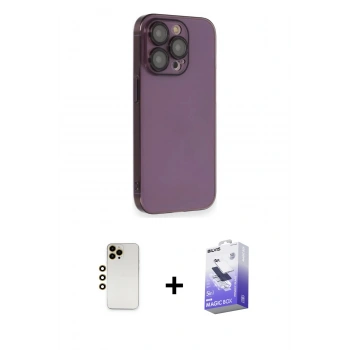 MARSİLYAN™- iPhone 13 Pro Max Kılıf Siluet Minimal Özel Seri - Siyah Bilvis 5in1 5D Magic Hayalet Cam Ekran Koruyucu + Shine Kamera Lens - GD