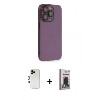 MARSİLYAN™- iPhone 13 Pro Max Kılıf Siluet Minimal Özel Seri - Siyah Bilvis Hayalet Cam Ekran Koruyucu + Shine Kamera Lens - GD
