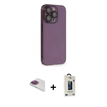 MARSİLYAN™- iPhone 13 Pro Max Kılıf Siluet Minimal Özel Seri - Siyah Bilvis Hayalet Cam Ekran Koruyucu + Pers Alüminyum Kamera Lens - GI