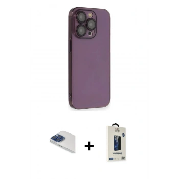 MARSİLYAN™- iPhone 13 Pro Max Kılıf Siluet Minimal Özel Seri - Siyah Bilvis Hayalet Cam Ekran Koruyucu + Pers Alüminyum Kamera Lens - LT