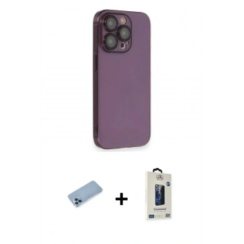 MARSİLYAN™- iPhone 13 Pro Max Kılıf Siluet Minimal Özel Seri - Siyah Bilvis Hayalet Cam Ekran Koruyucu + Shine Kamera Lens Koruma Cam - MI