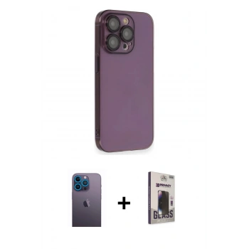 MARSİLYAN™- iPhone 13 Pro Max Kılıf Siluet Minimal Özel Seri - Siyah Bilvis Hayalet Cam Ekran Koruyucu + Neon Fosforlu Kamera Lens - MI