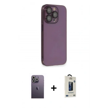 MARSİLYAN™- iPhone 13 Pro Max Kılıf Siluet Minimal Özel Seri - Siyah Bilvis Hayalet Cam Ekran Koruyucu + Neon Fosforlu Kamera Lens - BZ