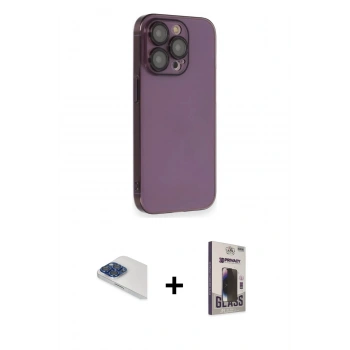 MARSİLYAN™- iPhone 13 Pro Max Kılıf Siluet Minimal Özel Seri - Siyah Bilvis Hayalet Cam Ekran Koruyucu + Pers Alüminyum Kamera Lens - LT