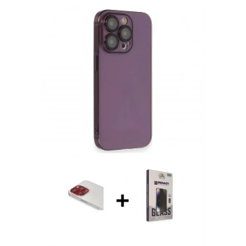 MARSİLYAN™- iPhone 13 Pro Max Kılıf Siluet Minimal Özel Seri - Siyah Bilvis Hayalet Cam Ekran Koruyucu + Pers Alüminyum Kamera Lens - KI