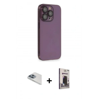 MARSİLYAN™- iPhone 13 Pro Max Kılıf Siluet Minimal Özel Seri - Siyah Bilvis Hayalet Cam Ekran Koruyucu + Pers Alüminyum Kamera Lens - SABE