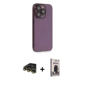MARSİLYAN™- iPhone 13 Pro Max Kılıf Siluet Minimal Özel Seri - Siyah Bilvis Hayalet Cam Ekran Koruyucu + Raze Metal Kamera Lens - GD