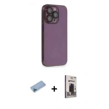 MARSİLYAN™- iPhone 13 Pro Max Kılıf Siluet Minimal Özel Seri - Siyah Bilvis Hayalet Cam Ekran Koruyucu + Shine Kamera Lens Koruma Cam - MI