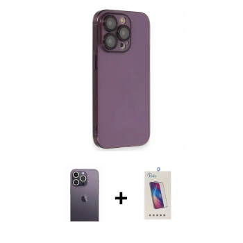 MARSİLYAN™- iPhone 13 Pro Max Kılıf Siluet Minimal Özel Seri - Siyah Joko 5D Cam + Neon Fosforlu Kamera Lens - BZ
