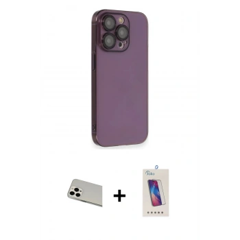 MARSİLYAN™- iPhone 13 Pro Max Kılıf Siluet Minimal Özel Seri - Siyah Joko 5D Cam + Rainbow Kamera Lens Koruma Cam - BZ