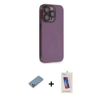 MARSİLYAN™- iPhone 13 Pro Max Kılıf Siluet Minimal Özel Seri - Siyah Joko 5D Cam + Shine Kamera Lens Koruma Cam - GI